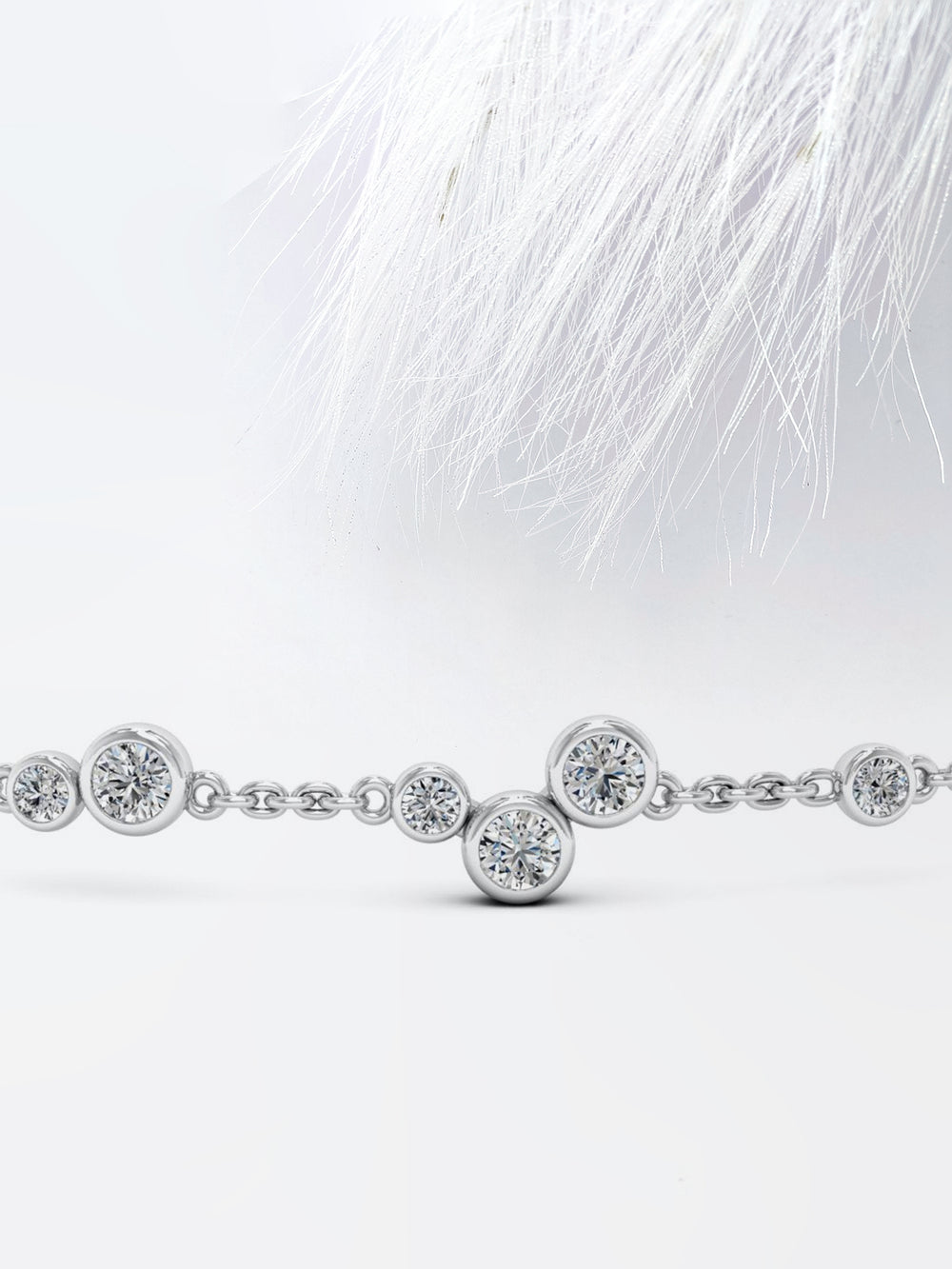 Round Cut Moissanite Diamond Bezel Set Bracelet For Women