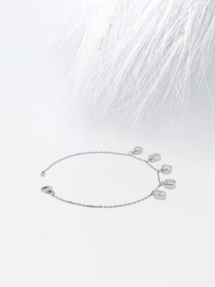 Multi Shape Moissanite Diamond Bezel Set Bracelet In Gold