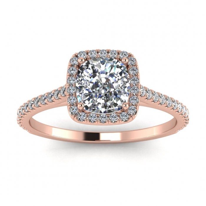 Luxury cushion cut pave diamond engagement ring for her