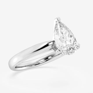1.0CT Pear Cut Moissanite Solitaire Diamond Engagement Ring