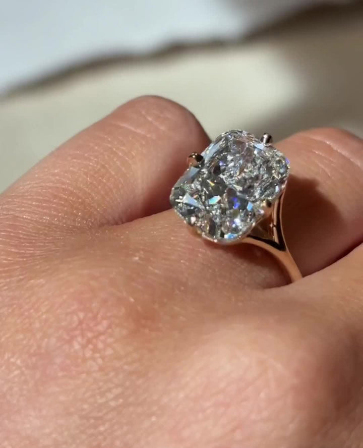 2.0 -6.0 CT Elongated Cushion Cut Lab Grown Diamond Split Shank Engagement Ring