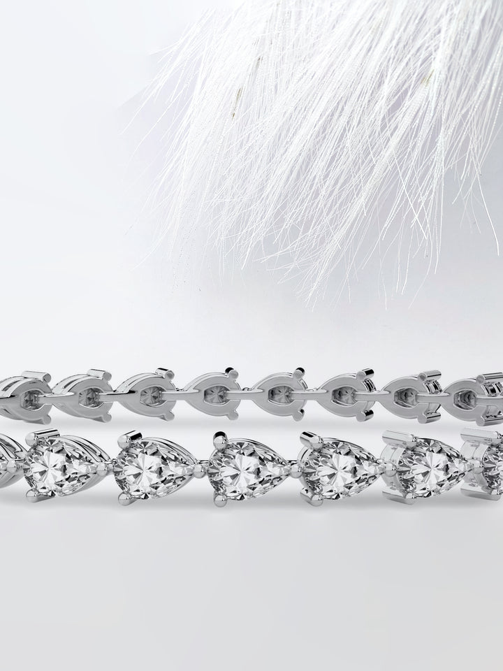 Pear Cut Moissanite Diamond Tennis Bracelet For Women