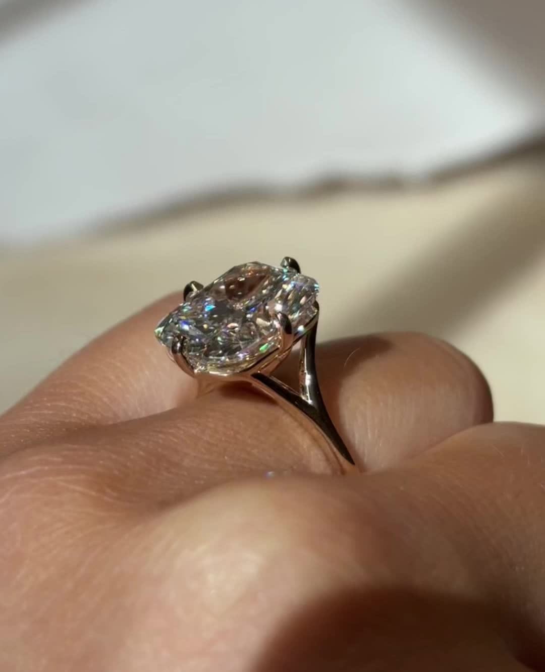 4.0 -6.0 CT Elongated Cushion Cut Lab Grown Diamond Split Shank Engagement Ring