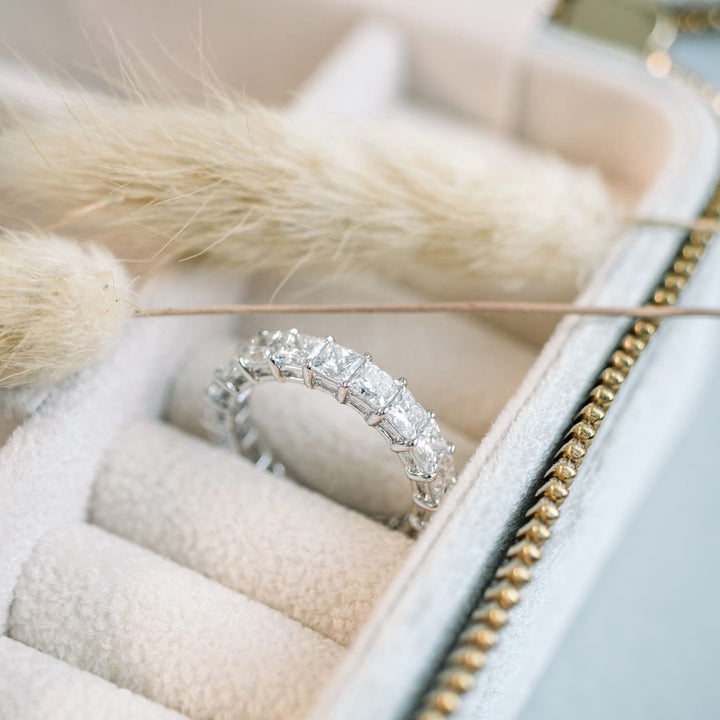 Princess Cut DE-VS1 Lab Grown Diamond Full Eternity Wedding Band