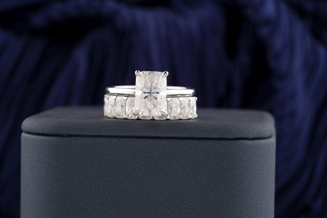 3.50CT Radiant Cut Solitaire F - VS Lab Grown Diamond Engagement Ring Set - Doozy Diamonds
