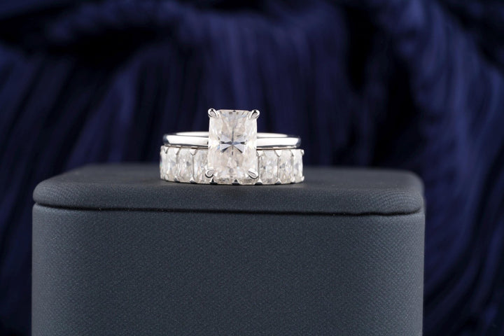 3.50CT Radiant Cut Solitaire F - VS Lab Grown Diamond Engagement Ring Set - Doozy Diamonds