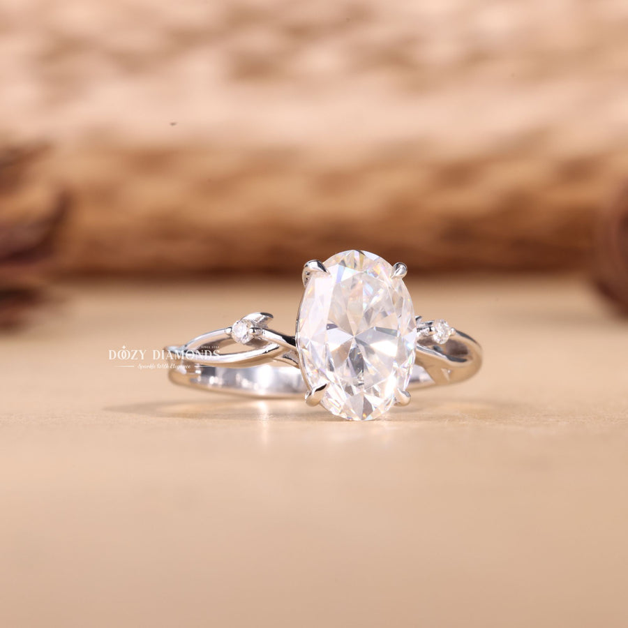 2.50CT - 3.50CT Oval Cut E/VS1 Lab Grown Diamond Nature Inspired Engagement Ring - Doozy Diamonds