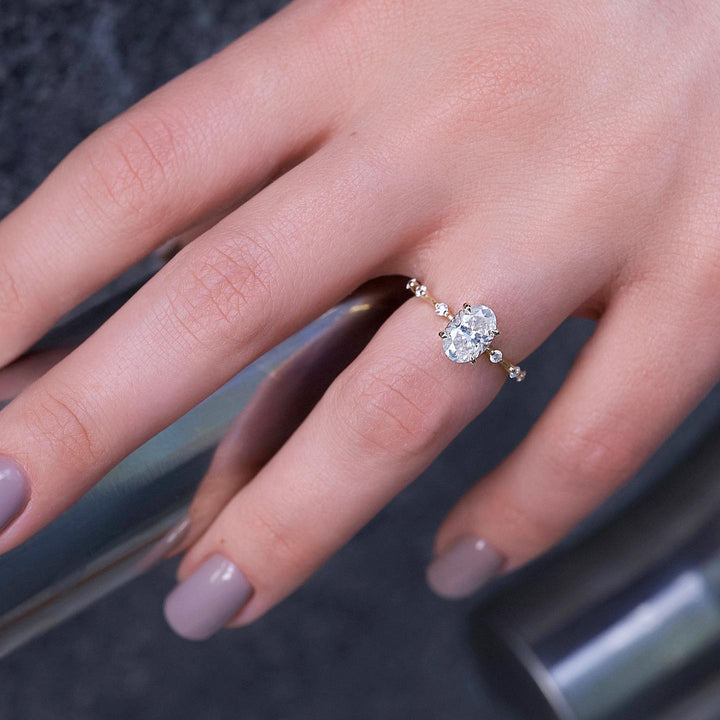 1.50-3.50 CT Oval  Lab Grown Diamond Dainty Engagement Ring