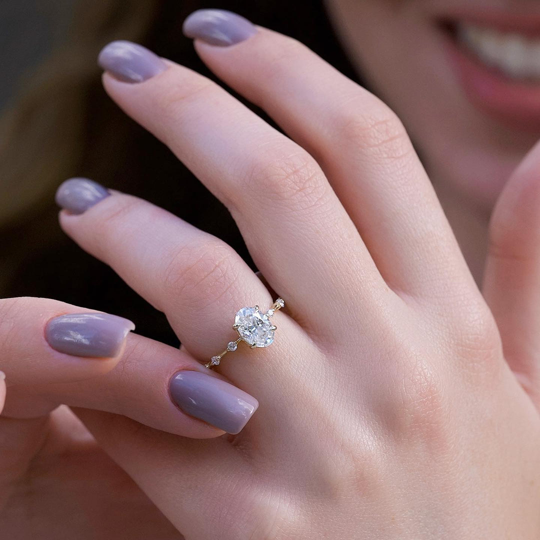 1.50-3.50 CT Oval  Lab Grown Diamond Dainty Engagement Ring