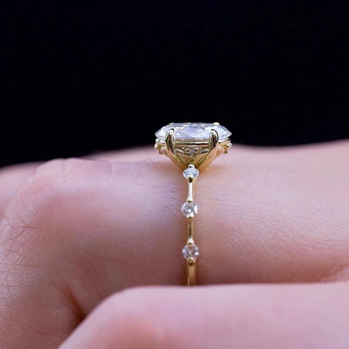 1.50-3.50 CT Oval  Lab Grown Diamond Dainty Engagement Ring