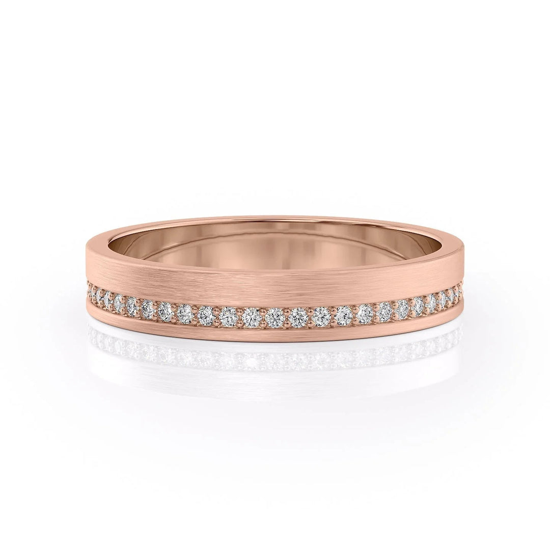 0.3ct Round Cut Moissanite Matte Men's Wedding Band In Rose Gold