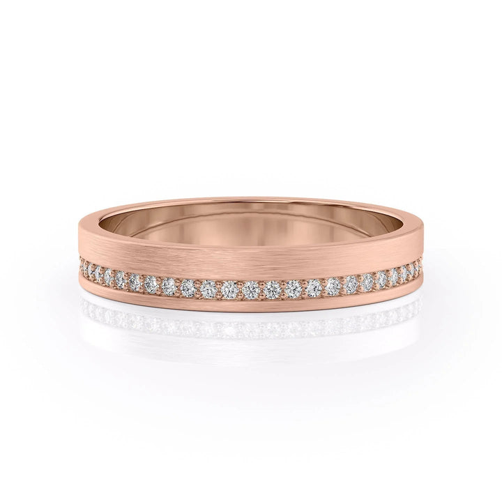 0.3ct Round Cut Moissanite Matte Men's Wedding Band In Rose Gold