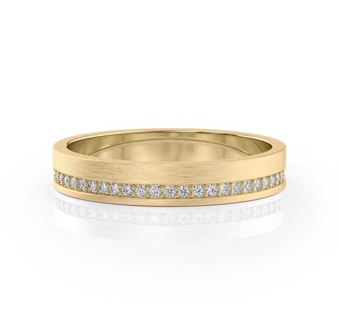0.3ct Round Cut Moissanite Matte Men's Wedding Band In Rose Gold