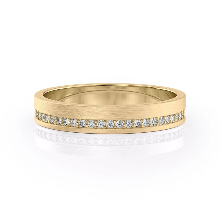 0.3ct Round Cut Moissanite Matte Men's Wedding Band In Rose Gold