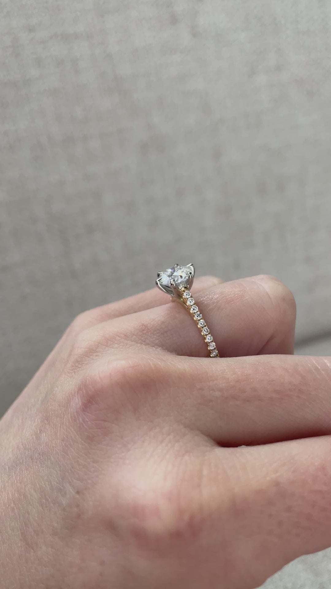 1.45-3.45 CT Round Cut Lab Grown Diamond Pave Setting Engagement Ring