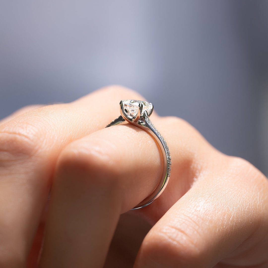 1.50-3.50 CT Elongated Cushion  Lab Grown Diamond Hidden Halo & Pave Engagement Ring