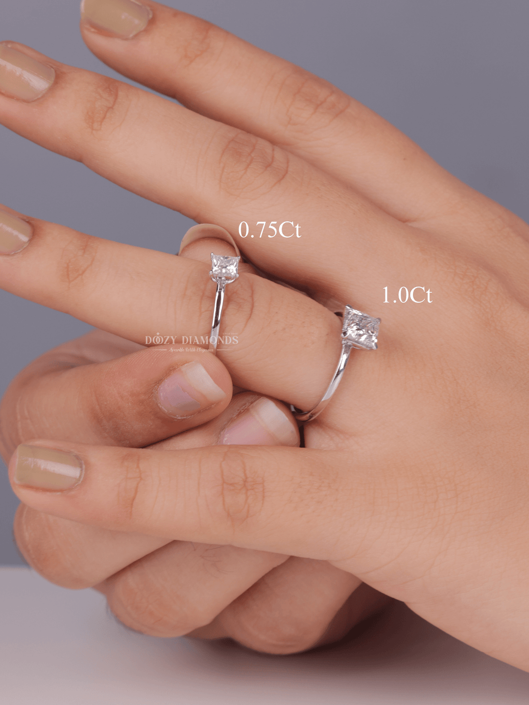 0.75ct - 1.0ct Princess Cut Lab Grown Diamond Solitaire Engagement Ring - Doozy Diamonds