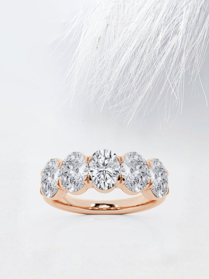 Round FG-VS2 Lab Grown Diamond Five Stone Wedding Band