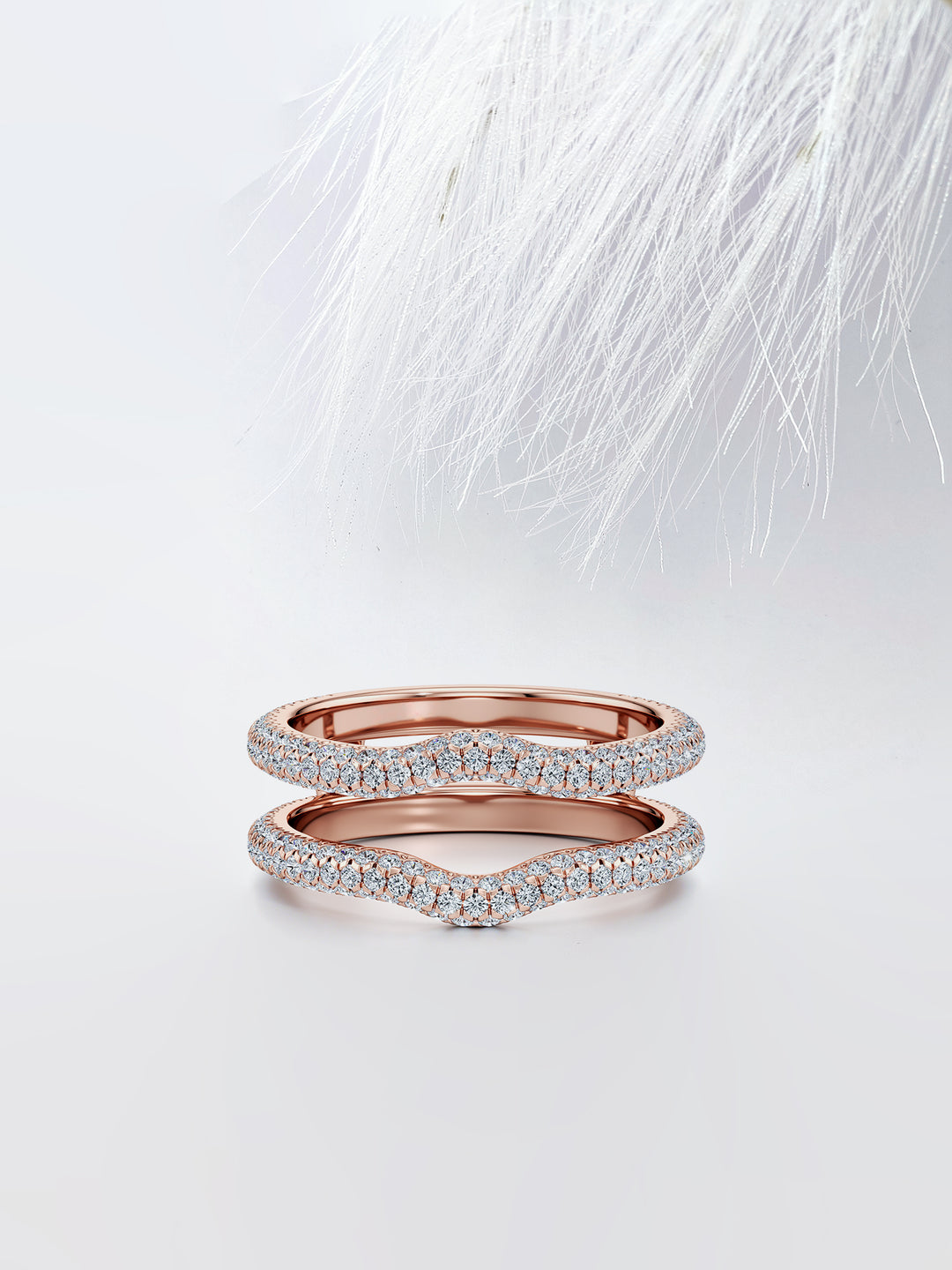 Round FG-VS1 Lab Grown Diamond Three Side Pave Double Stacking Band