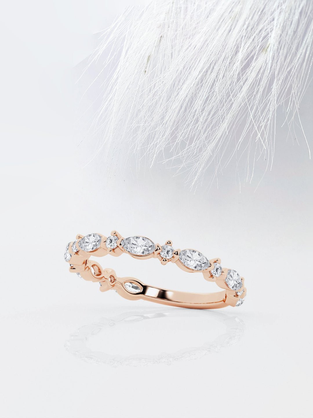 Marquise & Round FG-VS2 Lab Grown Diamond Alternative Pave Band