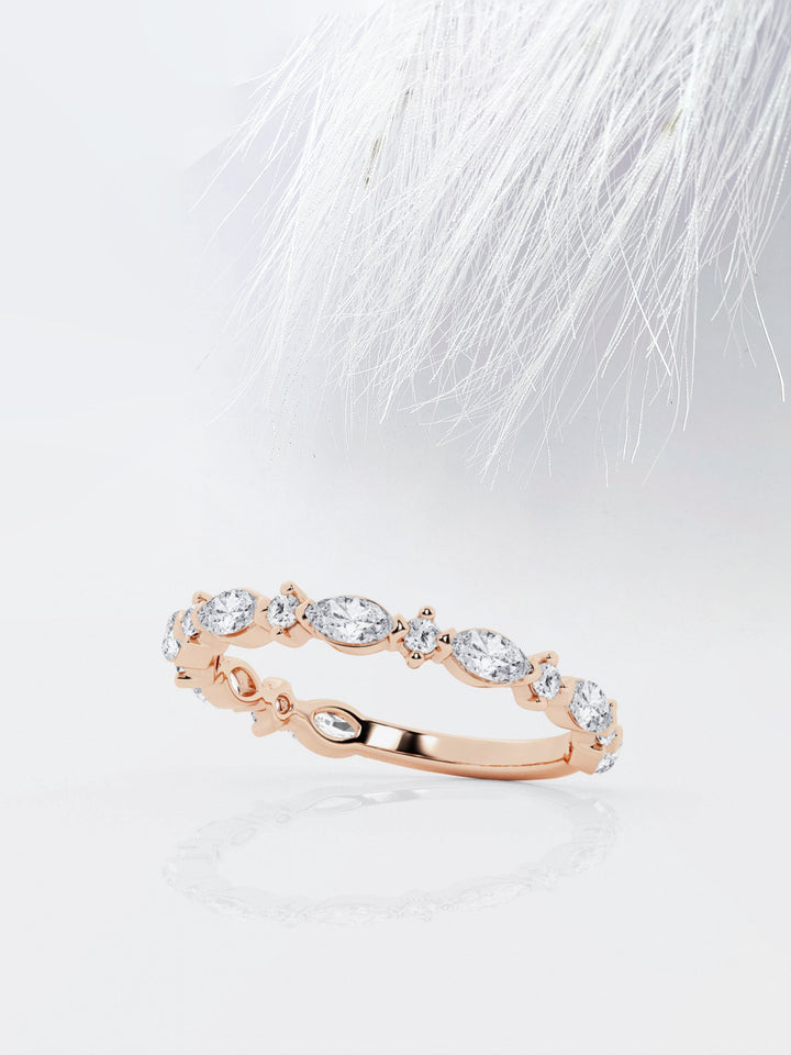Marquise & Round FG-VS2 Lab Grown Diamond Alternative Pave Band