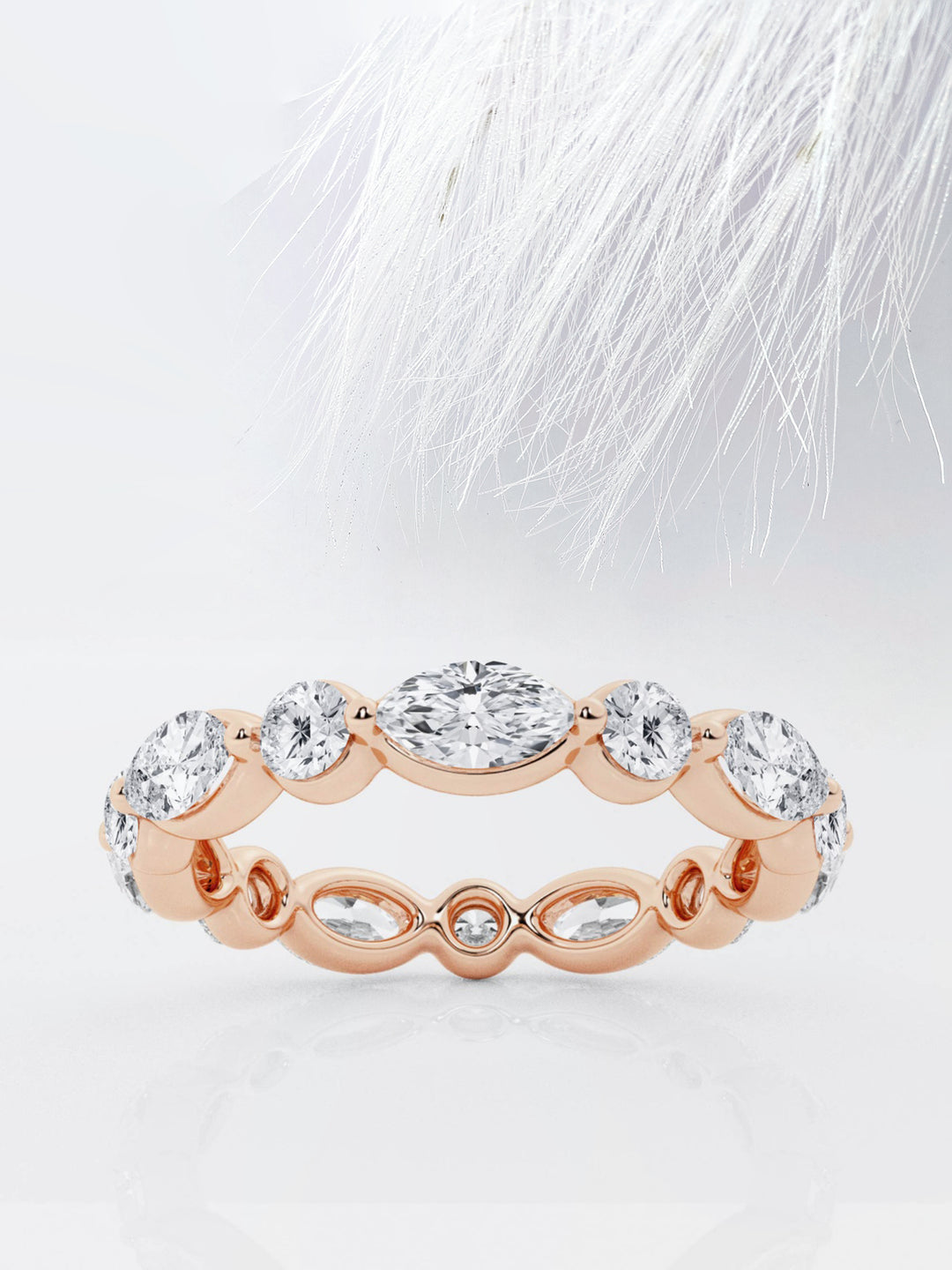 Marquise & Round FG-VS2 Lab Grown Diamond Floating Wedding Band