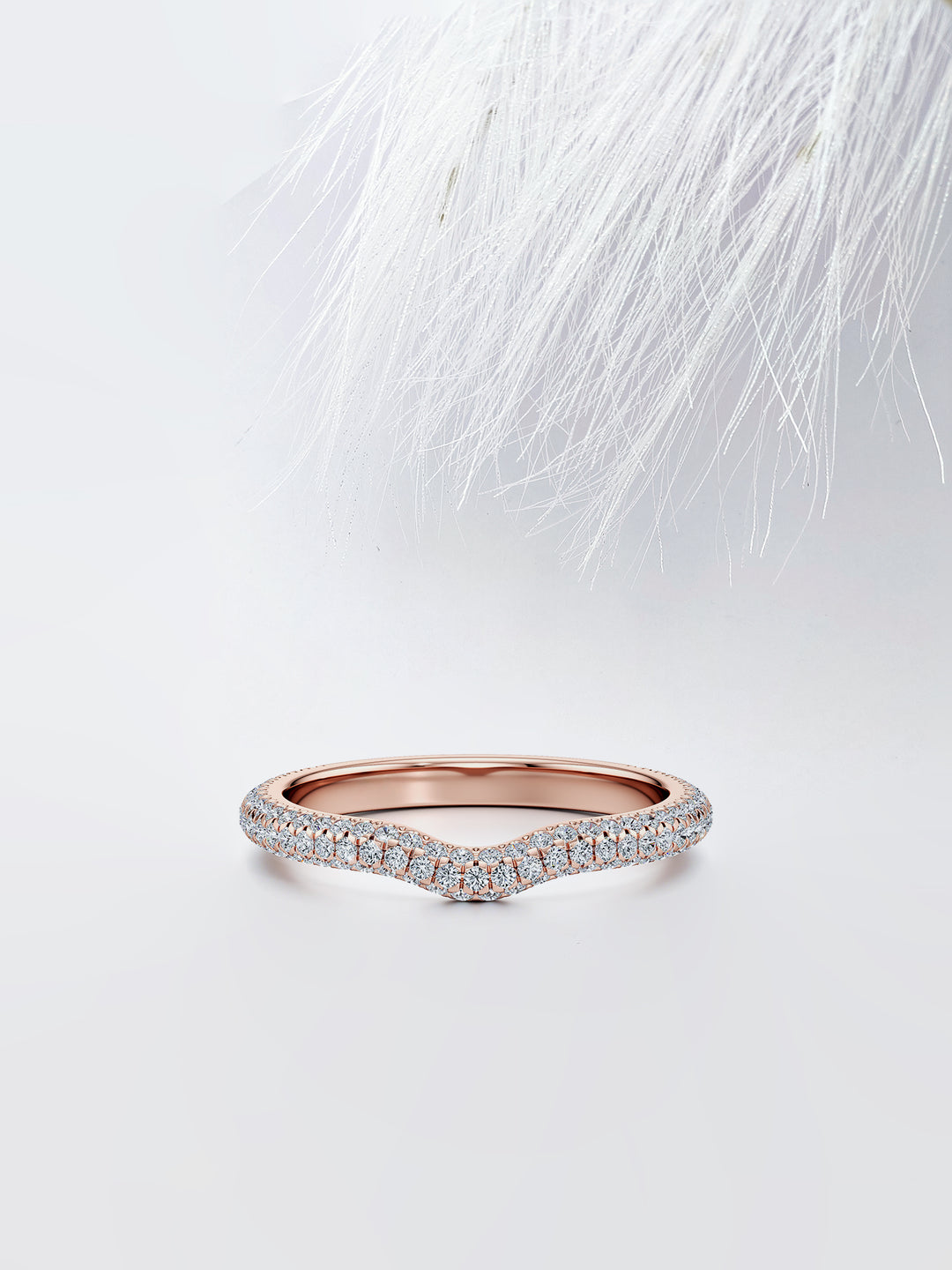 Round FG-VS1 Lab Grown Diamond Curved Half Eternity Wedding Band