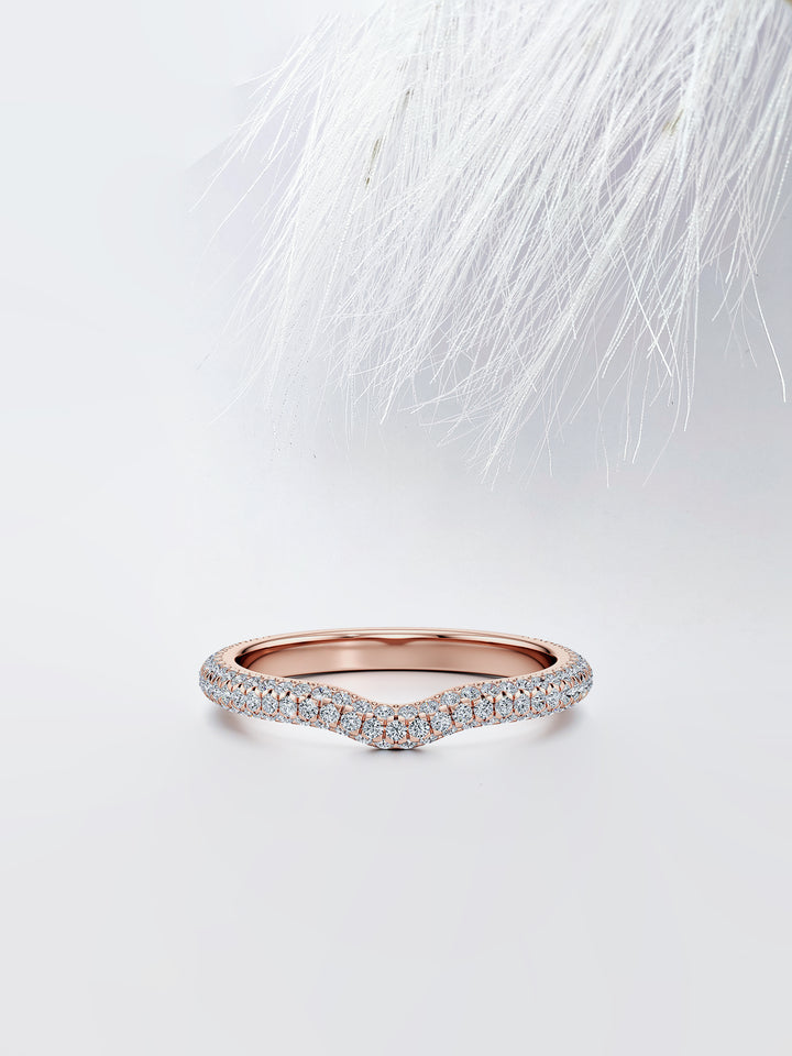 Round FG-VS1 Lab Grown Diamond Curved Half Eternity Wedding Band