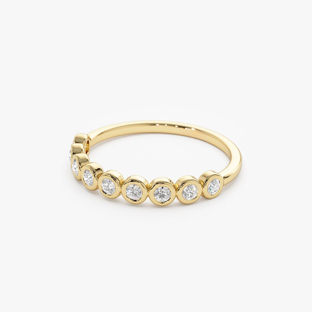 Bezel Set Round Cut Diamond Half Eternity Wedding Band for Mother