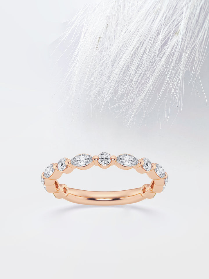 Marquise & Round FG-VS2 Lab Grown Diamond Alternative Wedding Band