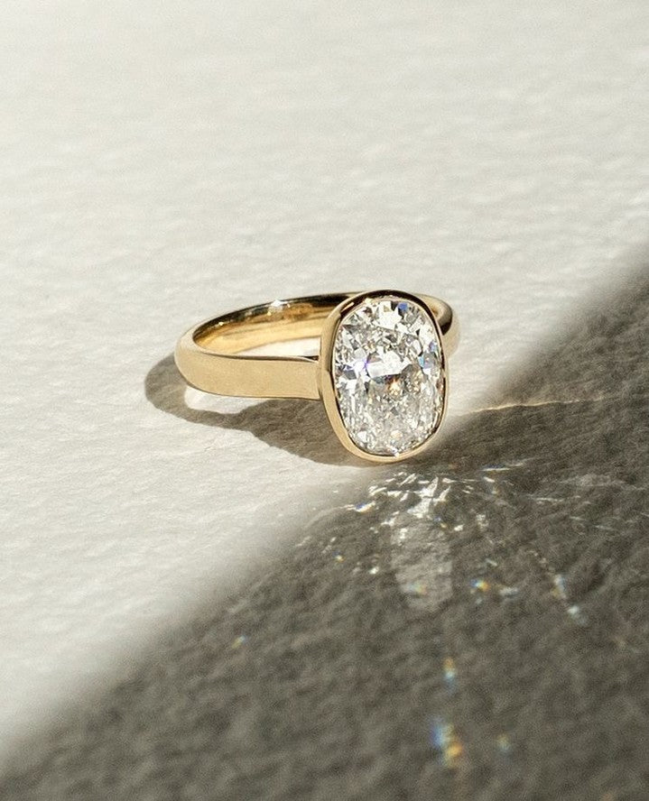 2.0-3.0 CT Cushion Cut Lab Grown Diamond Bezel Engagement Ring