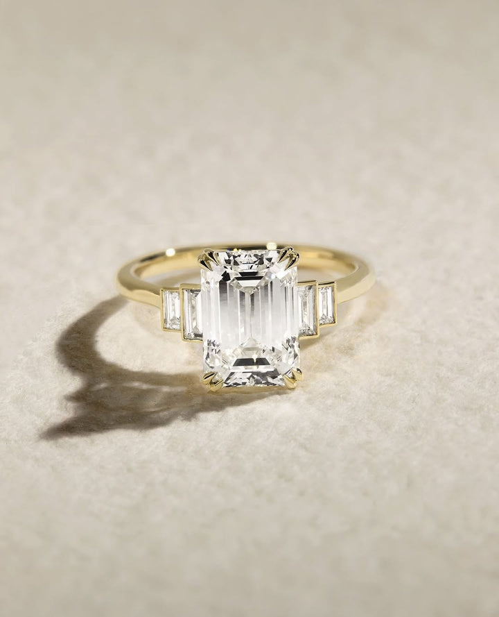 1.50 -3.50 CT Emerald Cut Lab Grown Diamond Five Stone Engagement Ring