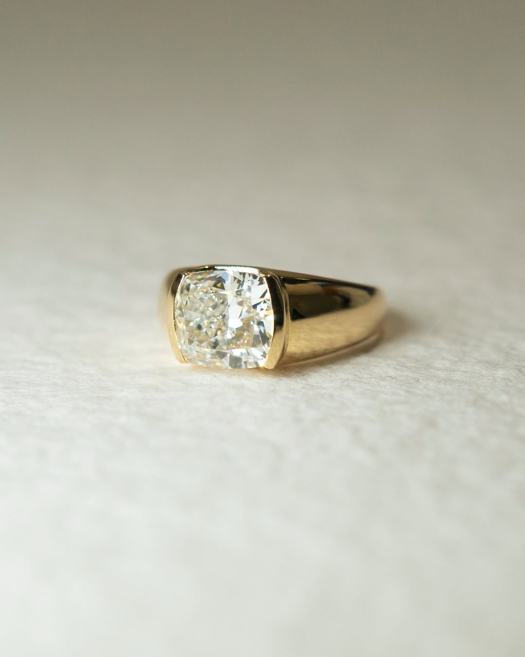 1.50 -3.80 CT Cushion Cut Lab Grown Diamond Bezel Engagement Ring