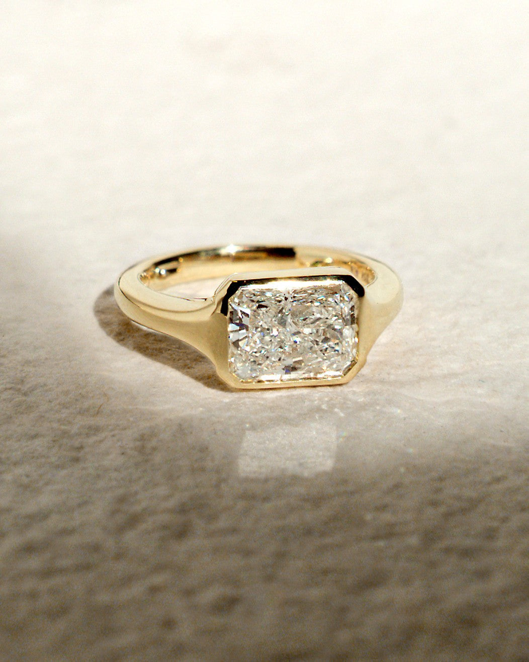 1.0 -3.0 CT Radiant Cut Lab Grown Diamond Bezel Engagement Ring