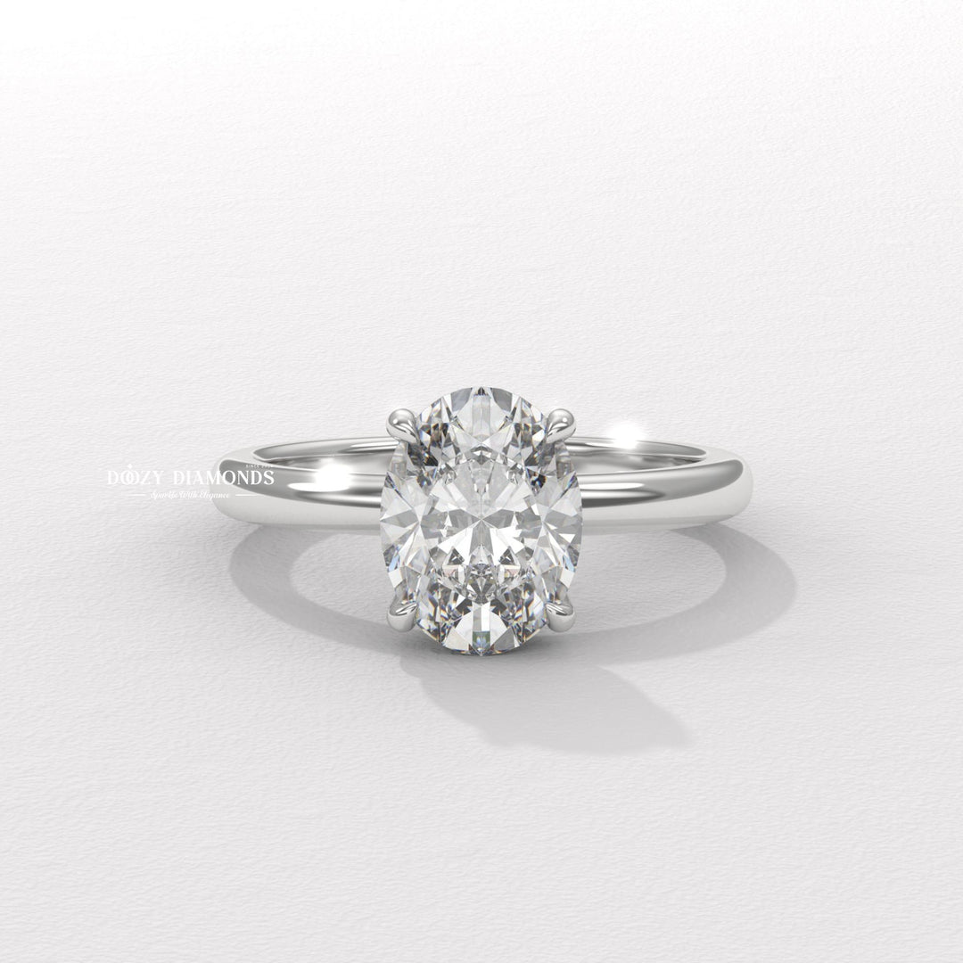 Hidden Halo Oval Engagement Ring - Yellow Gold