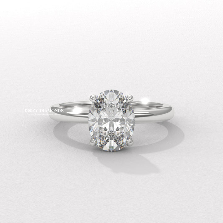 Hidden Halo Oval Engagement Ring - Yellow Gold