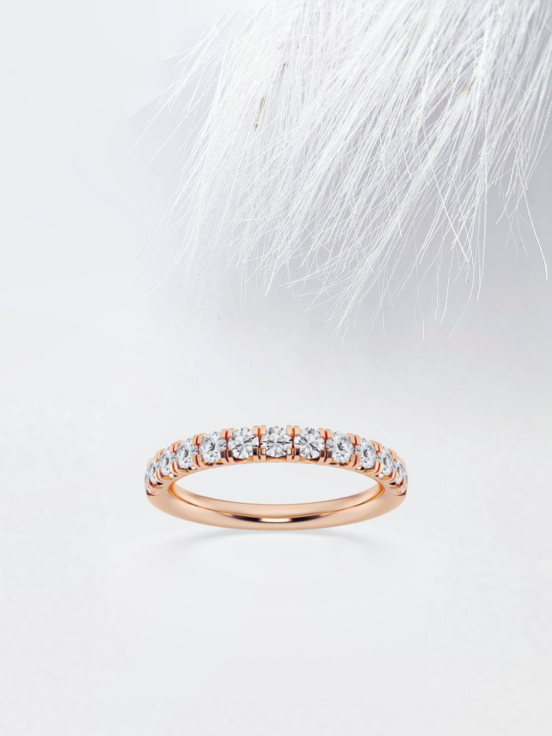 Round FG-VS2 Lab Grown Diamond French Pave Wedding Band