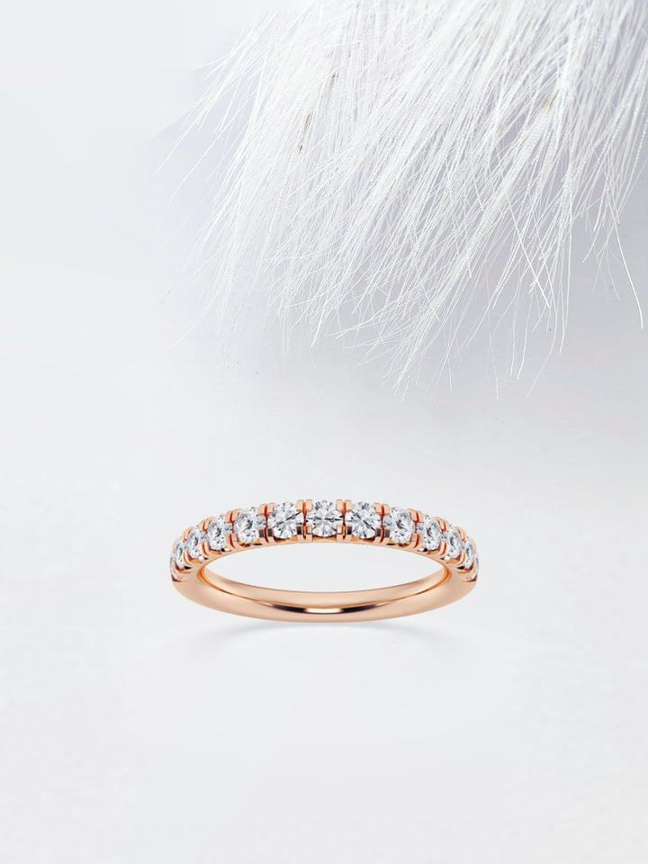 Round FG-VS2 Lab Grown Diamond French Pave Wedding Band