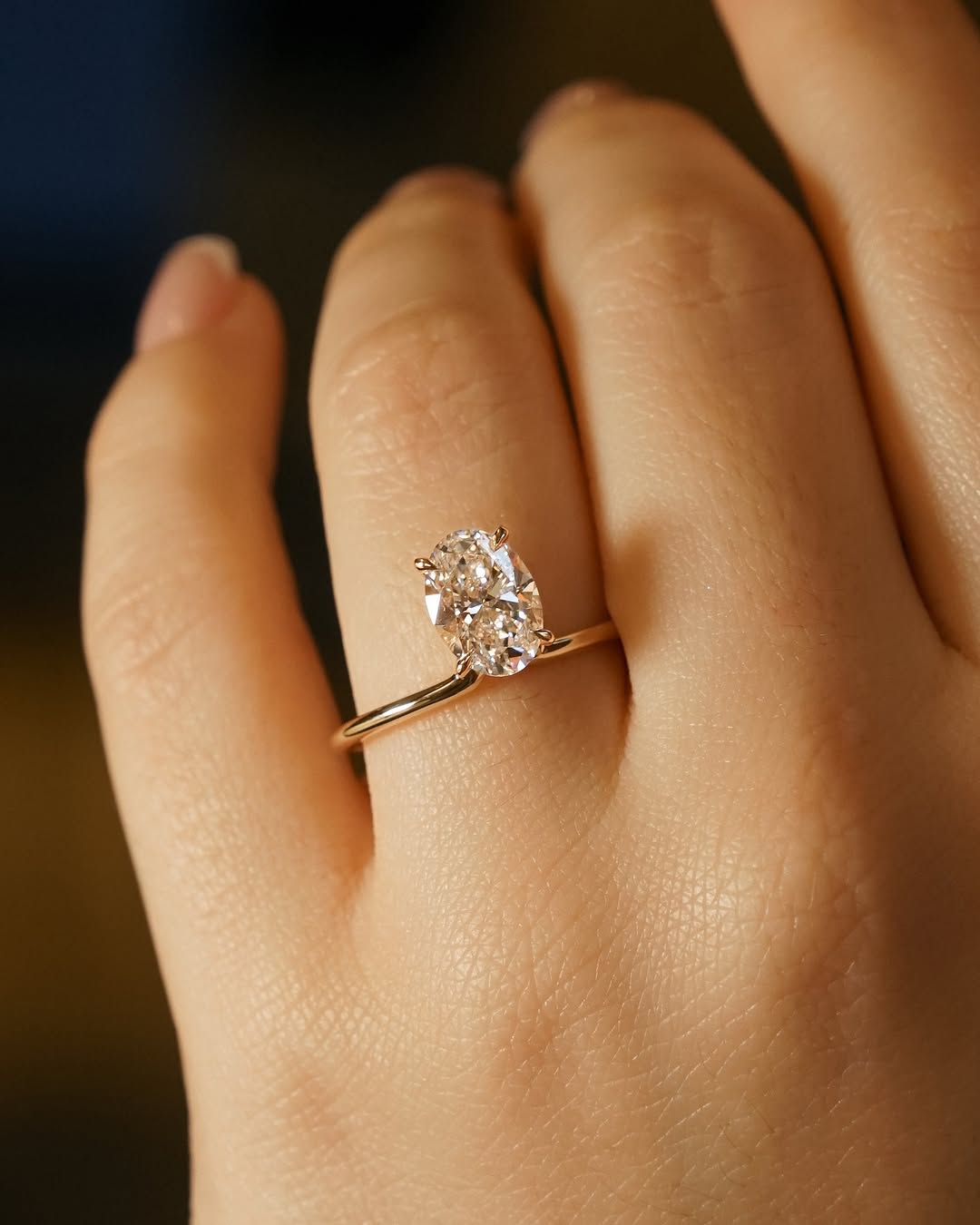 1.0 -3.0 CT Oval Cut Lab Grown Diamond Solitaire Engagement Ring