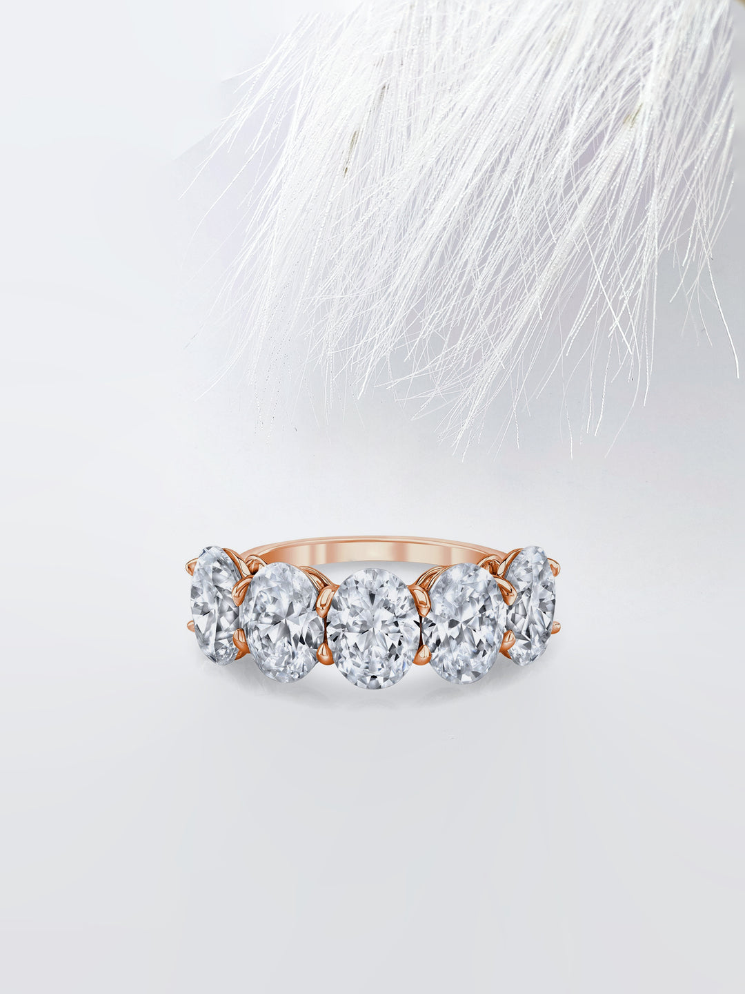 Oval FG-VS1 Lab Grown Diamond Five Stone Stacking Band
