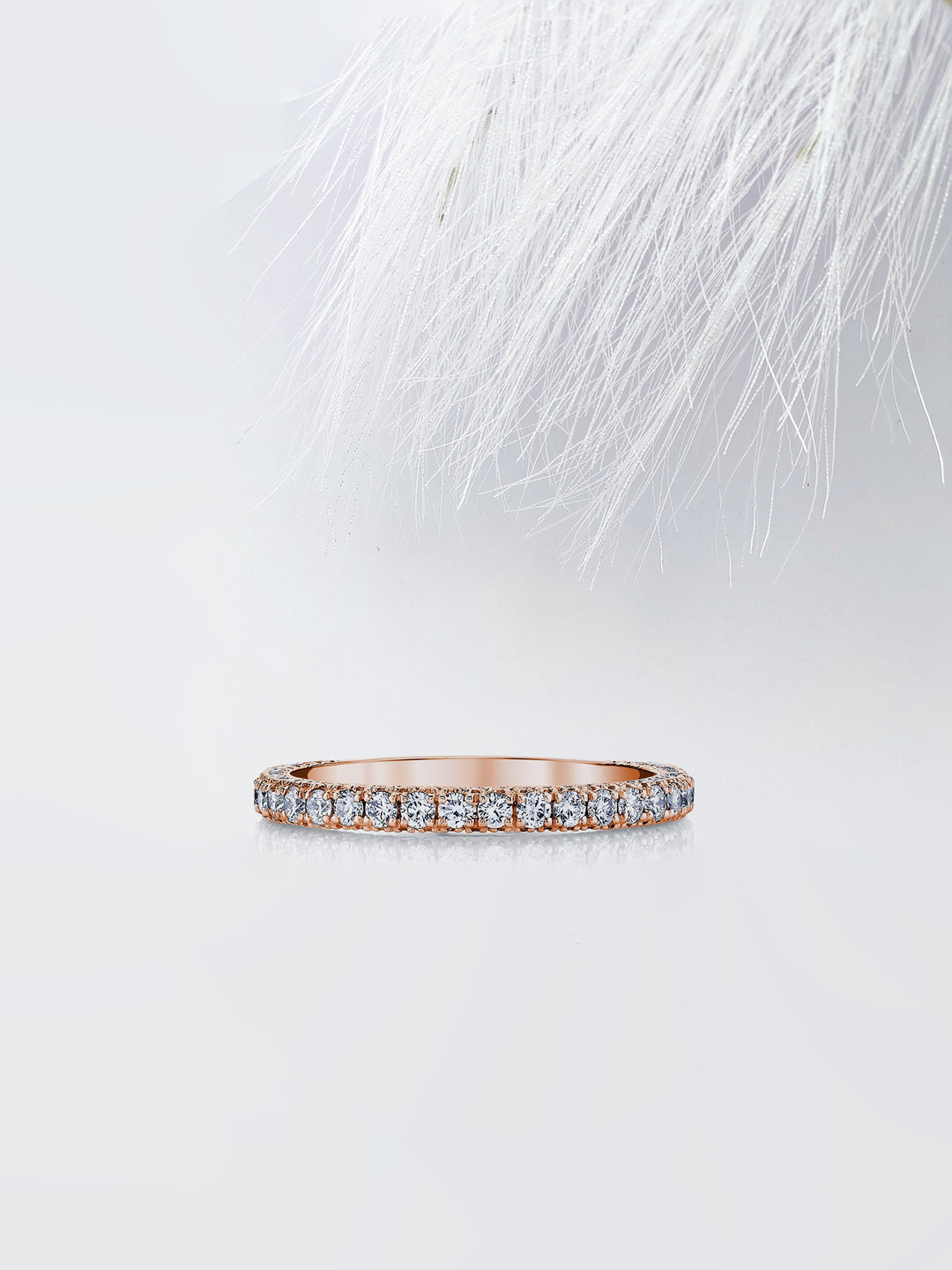 Round FG-VS1 Lab Grown Diamond Three Side Pave Wedding Band