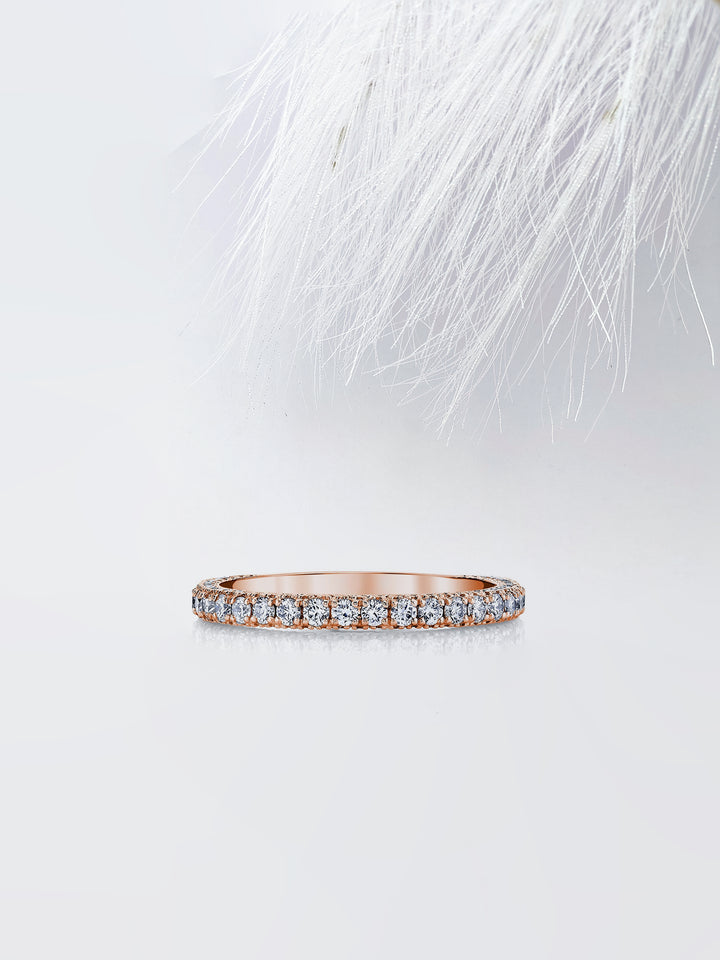 Round FG-VS1 Lab Grown Diamond Three Side Pave Wedding Band