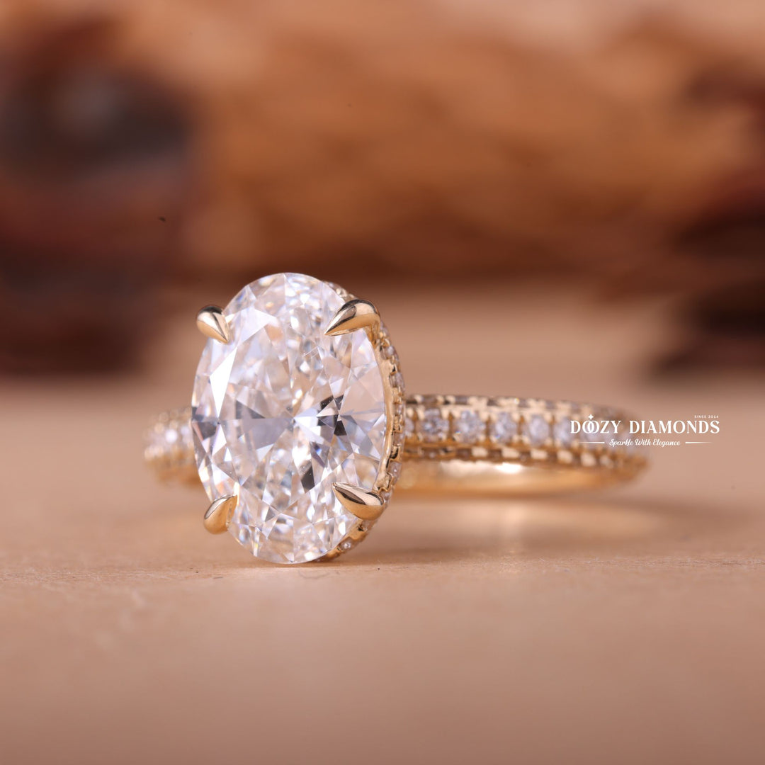 2.50CT-3.50CT Oval F/VS1 Diamond Hidden Halo Engagement Ring