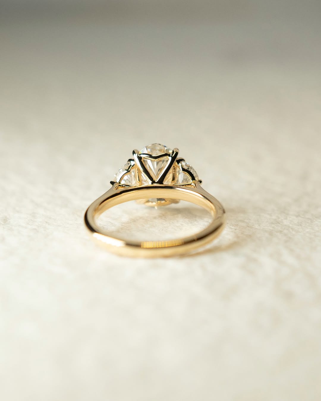 1.0-2.0 CT Oval Cut Lab Grown Diamond Three Stone Engagement Ring