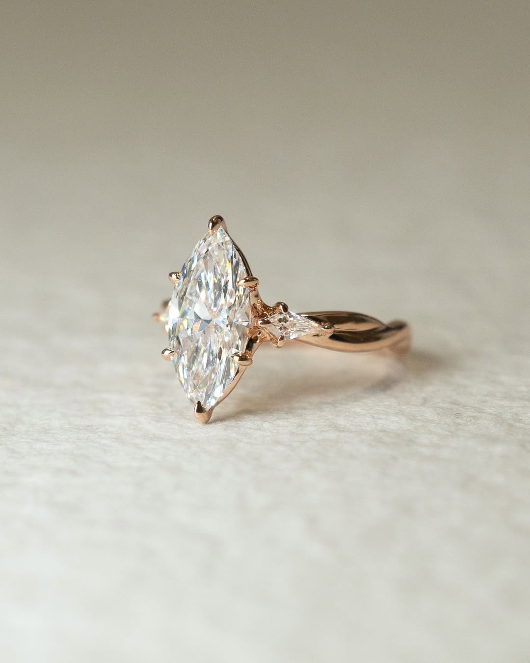 1.0CT -3.0CT Marquise Cut Lab Grown Diamond Three Stone Engagement Ring