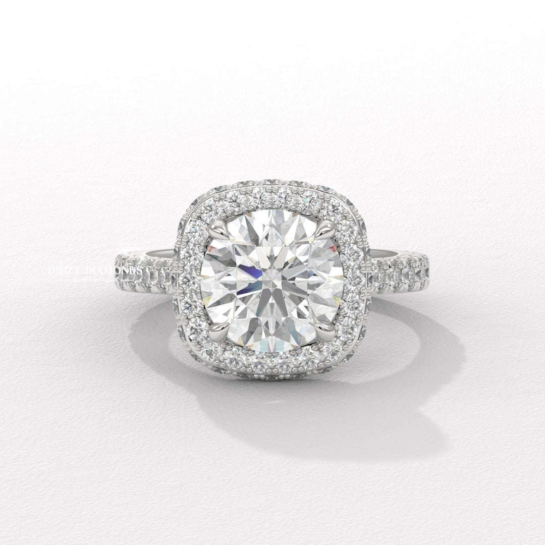 round solitaire engagement ring, luxury diamond jewelry, eco friendly engagement ring, modern halo engagement ring, anniversary gift ring, wedding proposal ring, diamond ring gift for her, classic bridal ring, sparkling bridal jewelry, women's engagement jewelry,