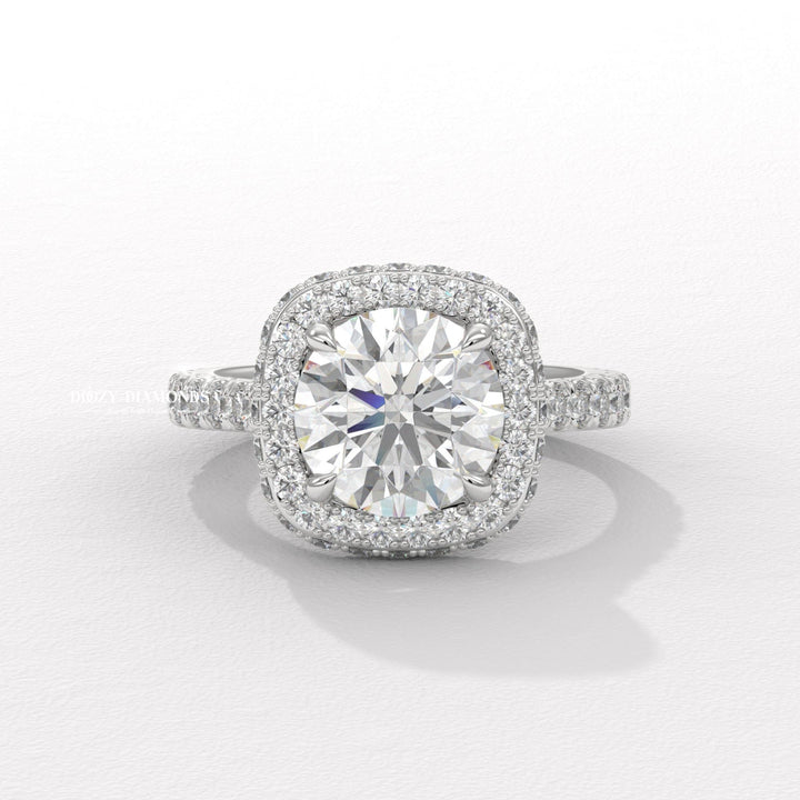 round solitaire engagement ring, luxury diamond jewelry, eco friendly engagement ring, modern halo engagement ring, anniversary gift ring, wedding proposal ring, diamond ring gift for her, classic bridal ring, sparkling bridal jewelry, women's engagement jewelry,