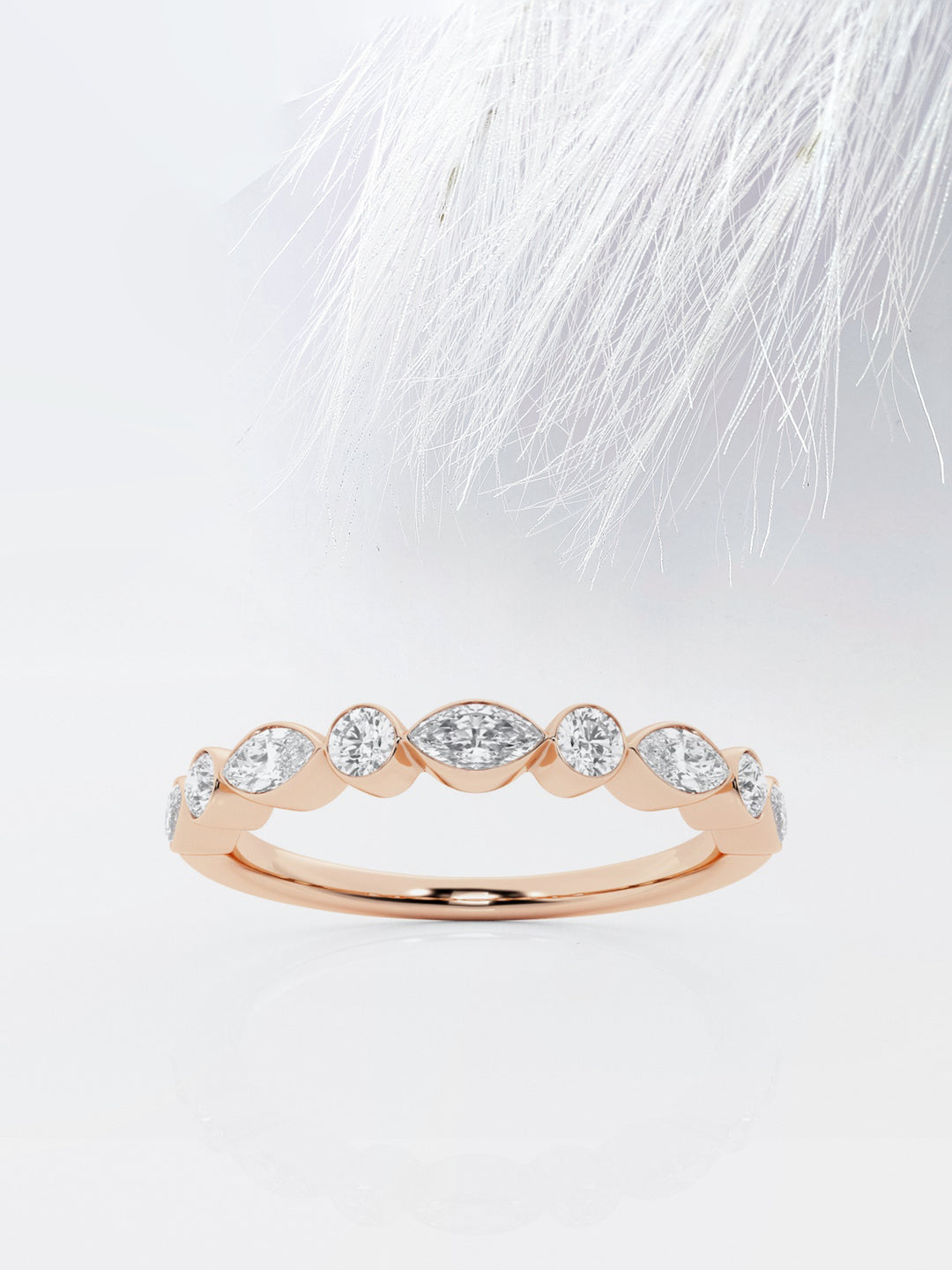 Marquise And Round FG-VS2 Lab Grown Diamond Half Eternity Band