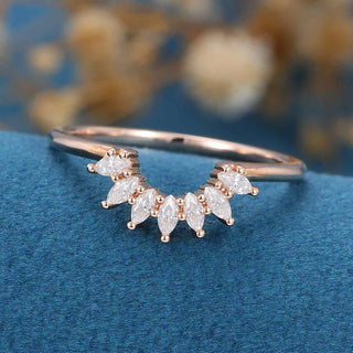 marquise-shaped-moissanite-curved-wedding-band