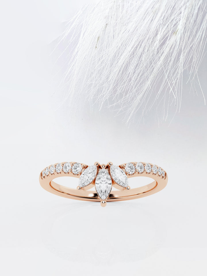 Marquise & Round FG-VS2 Lab Grown Diamond Chevron Wedding Band